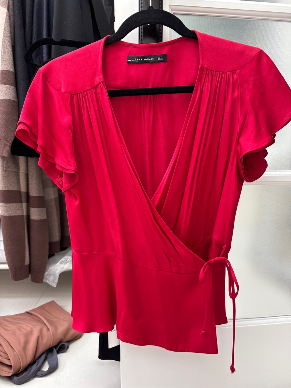 Zara Red Wrap Top